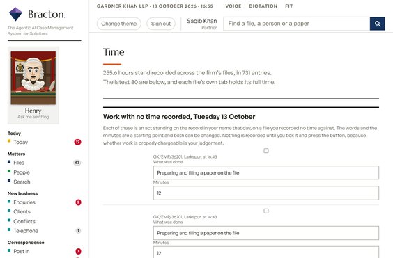 The time nobody would have recorded, a screen from the working software